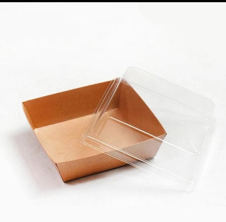 Square paper pack with transparent lid